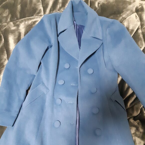 Vintage-Inspired Long Powder Blue Wool Princess Coat - NWOT - Picture 5 of 7